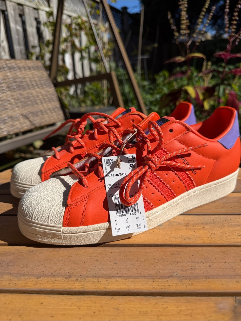 adidas Originals Superstar Orange Purple Sneakers NWT Size 11.5